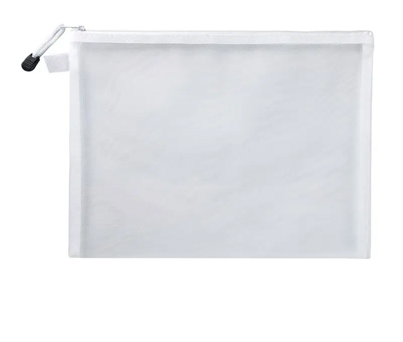 customized Large capacity transparent mesh storage office stationery bag
