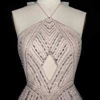 Robe de soirée sirène moulante Jancember LSZ496 sexy à col halter, ornée de perles, de cristaux et de découpes, idéale pour les bals de promo