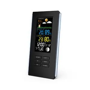 Color Wireless Weather Station Radio Controlled Clock With Indoor/outdoor Thermometer And Hygrometer With Backlight Moon Phase