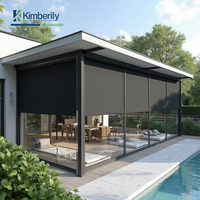 Gazebo extérieur en aluminium avec pare-soleil électrique Pavillon solaire de toit étanche bio-climatique pour l'arrière-cour