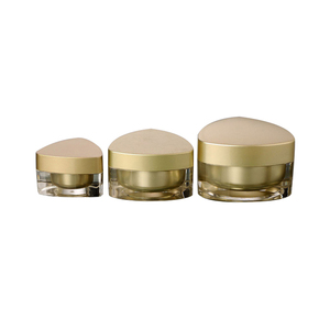 Nieuwe ontwerp cosmetische face cream container 30g 50g driehoek vormige goud acryl pot met deksel