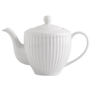 Wholesale White Porcelain Simple Relief Coffee Cup and Saucer Set Afternoon <b>Tea</b> Kettle Cup and Saucer - Product Image 5