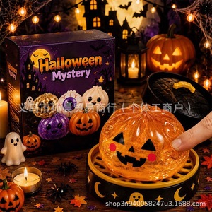 Nouvel Arrivage Jouet Squishy Halloween en forme de Boulette, Citrouille et Fantôme, à paillettes et effet huileux, anti-stress à presser, cadeau promotionnel, jouet Fidget - Product Image 3