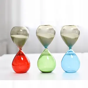 Stained glass hourglass timer 30 minutes two-color glass sand clock nordic home Creative gift tabletop ornaments