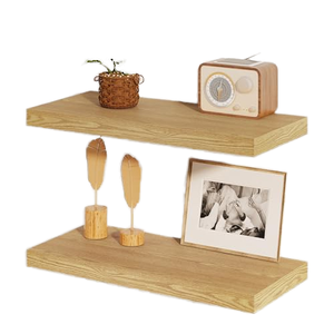 Double Tier Heavy Duty Floating <b>Shelves</b> Engineered Wood Country Rustic Style Wall-Mounted Kitchen Storage - Product Image 1
