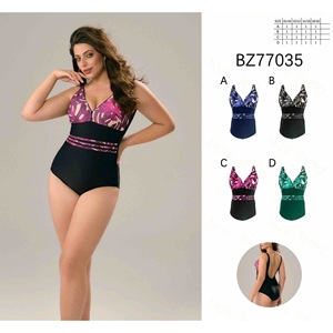 Costume da bagno intero HDJ Plus Size con controllo pancia, vita alta, stampa monokini, da donna, taglie 42 44 46 48 - Product Image 3