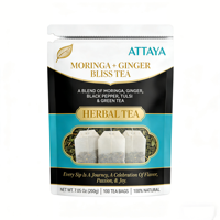 Sachet Doypack Personnalisable de Qualité Alimentaire Résistant aux Chocs pour Thé Herbal Moringa Gingembre, Refermable, Certifié ISO9001, Durée de Conservation 30 Jours