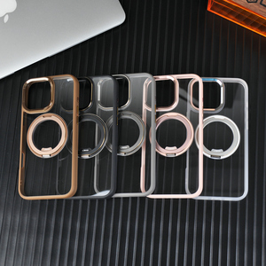 New 360 ° Quay Xoay Hợp Kim Nhôm Máy Ảnh Khung Siêu Trong Suốt Magnetic Đứng Điện Thoại Di Động Trường Hợp Đối Với iPhone 16 Cộng Với Pro - Product Image 6