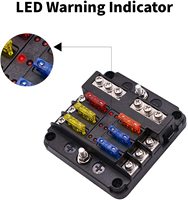 Boîtier de fusibles à lame étanche 6 voies 12V avec indicateur LED et bus négatif pour voiture, bateau, marine, camping-car, camion