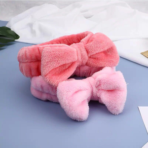 Bán Buôn Sợi Nhỏ Flannel Mềm Đàn Hồi Bow Hairbands Spa Tắm Rửa Mặt <span class=keywords><strong>Headband</strong></span> Tóc Ban Nhạc Cho Phụ Nữ Cô Gái - Product Image 5