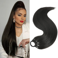 Perruque queue de cheval tressée, cordon élastique extensible, cheveux longs et raides, style hip-hop, fibre synthétique haute température, 150g