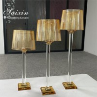 Neue Hochzeit Tisch dekoration Gold Kerzen ständer 3 Stück Set Champagner Kristall Kerzenhalter