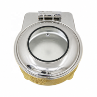 Chauffe-Plat Rond Hydraulique 6,0 L en Acier Inoxydable Cannelé avec Couvercle pour Buffet, Idéal Hôtels, Restaurants et Traiteurs
