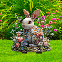 Décoration de jardin transfrontalière en acrylique, style campagnard américain, sur le thème de Pâques, représentant des animaux (elfes de la forêt, fées, nains, lapins), pour embellissement au sol