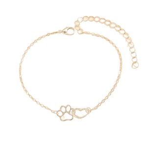 <span class=keywords><strong>Tobillera</strong></span> de vacaciones de verano para mujer de estilo americano europeo superventas estampado de pata de <span class=keywords><strong>perro</strong></span> corazón hueco en forma de corazón Aleación de pie de moda - Product Image 5