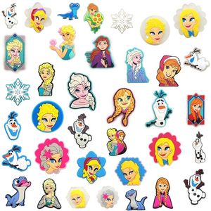 Vente en gros de décorations pour chaussures Frozens Cute PVC Plastic Rubber Buckle Anna Clog Shoe Charms Cute <span class=keywords><strong>Elsa</strong></span> Princess Diy Accessories - Product Image 2