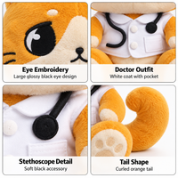 Peluche personnalisée de chat docteur avec blouse médicale, stéthoscope et queue bouclée, service de conception d'uniforme personnalisé