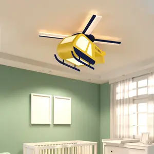 Lampu Langit-langit Led Led Pesawat Kartun Kuning Kamar Tidur Anak-anak TK Anak Laki-laki Kreatif