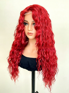 Perruque Lace Frontale Rouge Sirène, Cheveux Longs Ondulés Bouclés Effet Vague d'Eau, Sans Colle, avec Dentelle Réaliste Effet Cuir Chevelu, Bonnet Complet, Fabriquée à la Machine, Vente en Gros Senmu Beauty - Product Image 5