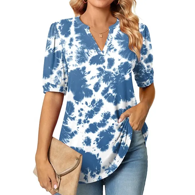 Design Damen Sun Shirt Top Damen Blusen Shirts Button Print Farbe Weiblich Casual Wear Kleidung Frau Chiffon Top Blusen