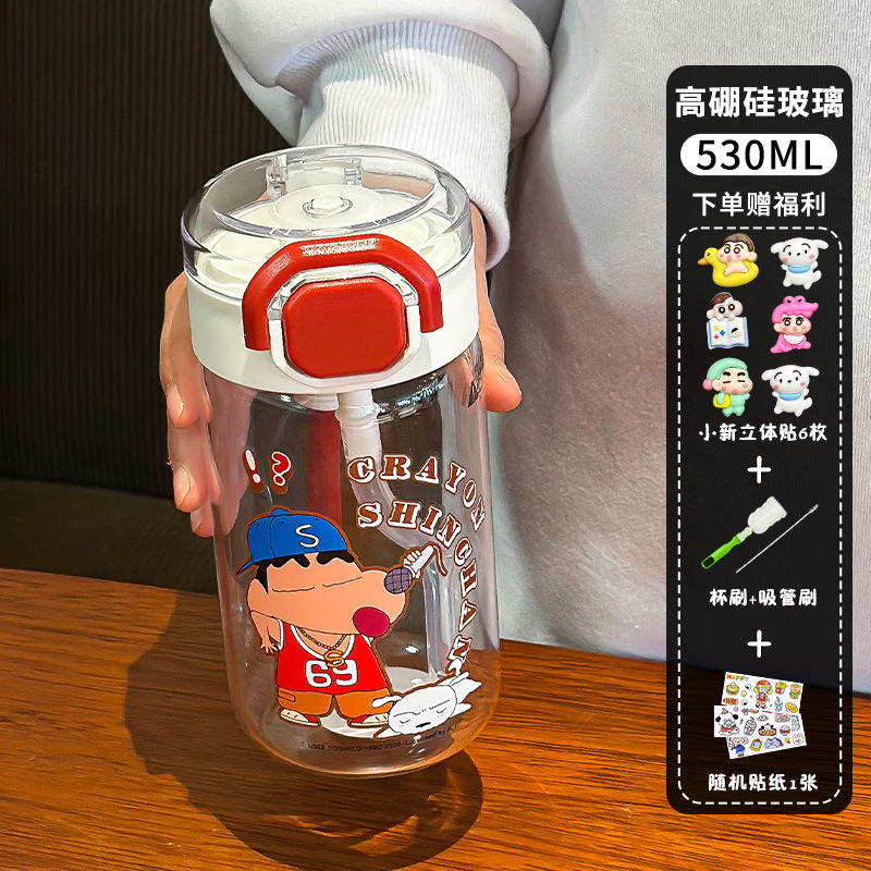 สติกเกอร์ซิลิโคนเนื้อนุ่มลายการ์ตูนชินจัง 6 ชิ้น สีแดง สำหรับเครื่องมือทำความสะอาดและสติกเกอร์ลายการ์ตูน