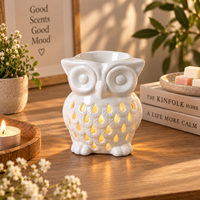 Vente en gros : Brûleur d'arômes en céramique blanche en forme de hibou pour cire fondue et huiles essentielles, support de bougie chauffe-plat pour la décoration intérieure