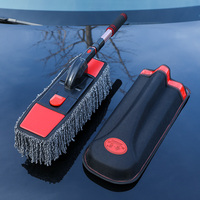 Brosse à poussière pour voiture en alliage d'aluminium traité à la cire, microfibre, manche long, outil de nettoyage automobile sans rayures, pour intérieur et extérieur