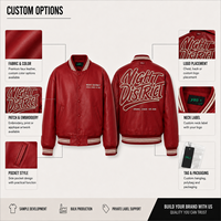 Chaqueta Varsity Extra Grande de Cuero PU con Botones a Presión, Logotipo Aplicado, Logotipo Personalizado, Fabricación en China, MOQ Bajo