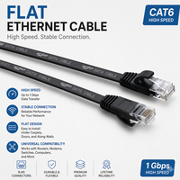 Harga Pabrik Kabel Ethernet LAN Jaringan Cat6 Kecepatan Tinggi 1M 30AWG Stranded BC Conductor PVC LSZH RJ45 8P8C Cat 6 Flat Patch Cord
