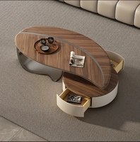 Table basse en bois massif de forme spéciale, combinaison meuble TV, style moderne et luxueux, table basse de salon avec tiroir