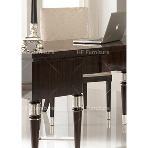 Top Grade Modern <strong>Art</strong> <strong>Deco</strong> High Gloss Wood Executive <strong>Desk</strong> Home Office with Silver Inlay Legs - Product Image 6