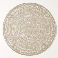 Vente en gros Napperon rond bohème en jute tissé pour la table à manger Set de table en jute bohème résistant à la chaleur Lot de 6