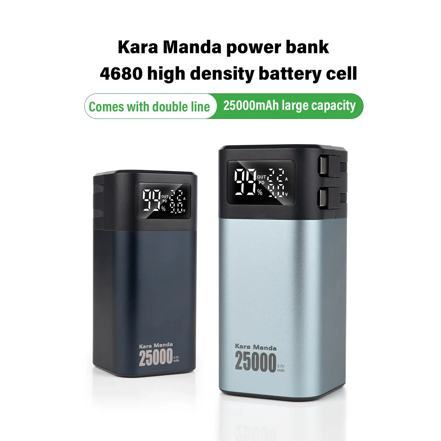 Bank daya portabel pengisian daya Bank daya 4680 mAh Power Bank 25000mAh kapasitas besar Tesla untuk mobil