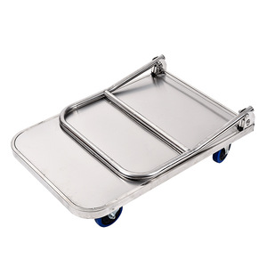 500 Kg Thép Không Gỉ Kho Hội Thảo Siêu Thị Công Nghiệp Logistics Có Thể Gập Lại 4 Bánh Xe Nền Tảng Tay Đẩy Giỏ Hàng Xe Đẩy - Product Image 4