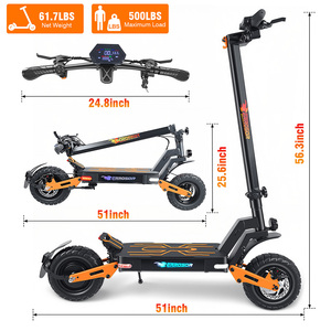 สกู๊ตเตอร์ไฟฟ้าพับได้ OEM แบบกำหนดเอง 750W 48V 18AH รับน้ำหนัก 150 กก. ระยะทาง 35 ไมล์ สำหรับขับขี่ออฟโรด สำหรับผู้ใหญ่ ระบบกันสะเทือนเต็มรูปแบบ กันน้ำ โครงเหล็กแข็งแรง - Product Image 1