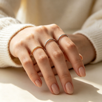 3Pcs Stackable Rings Set Women Men 304 Stainless Steel 18K Gold Plated Plain Band Non-Fade Minimalist Couple Rings