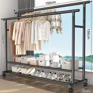Perchero Móvil Sencillo Reforzado de Pie para Dormitorio/Balcón, Estante de Almacenamiento de Ropa de Una/Doble Fila - Product Image 6