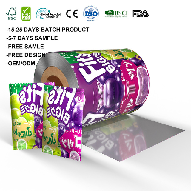 Custom Printed Candy Food Packaging Laminated Roll Film Aluminum Laminated PET/VMCPP Plastic Flexible Packaging Roll Film