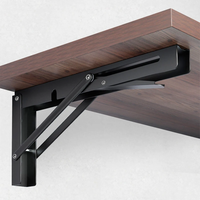 1 pièce Support d'angle triangulaire pliable en acier inoxydable robuste, plusieurs tailles, pour étagères murales flottantes et tables, quincaillerie domestique