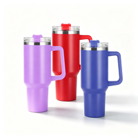 Bouteille isotherme Adventure à double paroi en acier inoxydable 304, 40 oz, avec couvercle, paille, poignée et brosse de nettoyage