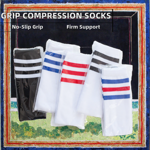 Chaussettes de sport antidérapantes en tricot rayé pour hommes, chaussettes de compression pour le football, chaussettes de sport pour le soccer, vente en gros - Product Image 2