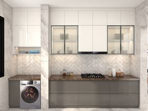 Système d'armoires de cuisine sur mesure de luxe avec portes en verre et éclairage LED de l'usine de Foshan - Product Image 3