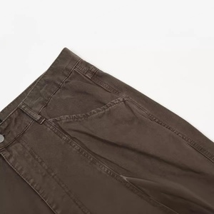 Pantalon cargo décontracté pour homme, coupe droite ample, 100 % coton, style vintage, patchwork, respirant, boutonné, personnalisé en usine - Product Image 5