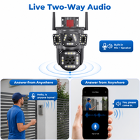 Caméra CCTV PTZ 4K extérieure multi-lentilles sans fil à double antenne panoramique IP66 étanche avec vision nocturne et détection de mouvement