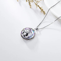 Bijoux animaux Collier pendentif vache mignon en argent sterling 925 avec cercle en cristal pour femmes