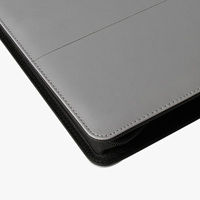Porte-documents en cuir portable avec fermeture éclair, lignes simples, personnalisable pour les entreprises