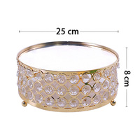 Support à gâteau élégant en métal doré et cristal, plateau de présentation de desserts miroir, support à cupcakes européen, pour mariage, fête, banquet, table