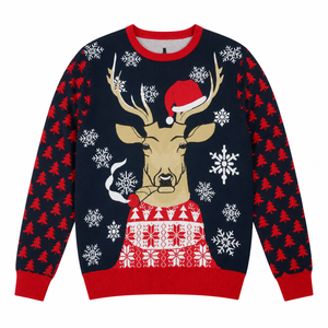 OEM Custom Ugly Christmas Sweater, Jacquard Knit <strong>Xmas</strong> <strong>Jumper</strong>, Holiday Pullover Knitwear Manufacturer Wholesale - Product Image 1