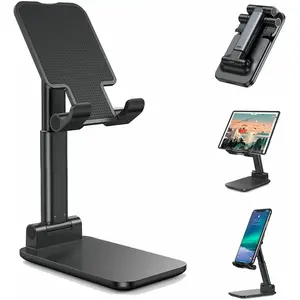 Upgraded Weighted Base Cell Phone Stand Table Top Holder Foldable Adjustable Desktop Mobile Phone Holder for Iphone 14 Pro