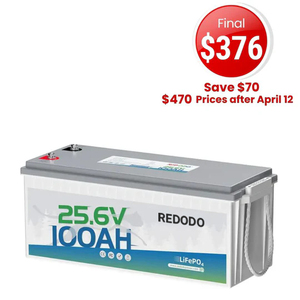 25.6V 100Ah 2560Wh LiFePO4 Battery Built in 100A BMS EV Grade A Cells For Solar Energy Storage RV Marine Redodo - Product Image 1